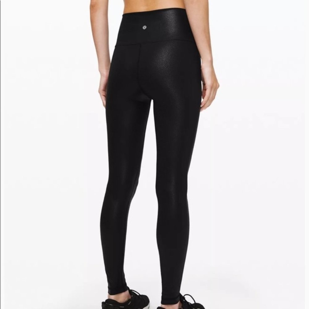 Lululemon Wunder Under High-Rise Tight 28" Black Shiny Foil Size 8